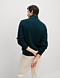 Pull en laine d’agneau mélangée à col cheminée demi-zippé