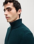 Lambswool Blend Funnel Neck Half Zip Jumper