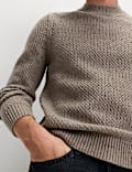 Lambswool Blend Textured Crew Neck Jumper