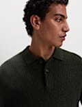 Lambswool Blend Knitted Polo Shirt