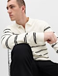 Cotton Rich Half Zip Knitted Polo Shirt