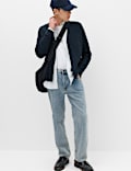 Cotton Rich Shawl Neck Ribbed Cardigan