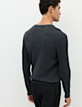 Cotton Blend Smart Henley Jumper