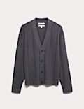 Cardigan coupe décontractée à col en V et coutures verticales