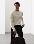 Textured Crew Neck Knitted Jumper