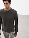 Mercerised Cotton Geometric Half Zip Polo