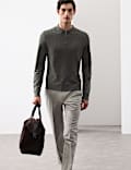 Mercerised Cotton Geometric Half Zip Polo