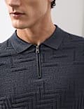 Mercerised Cotton Geometric Half Zip Polo