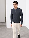 Mercerised Cotton Geometric Half Zip Polo