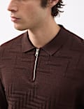 Mercerised Cotton Geometric Half Zip Polo