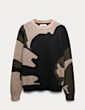 Gemusterter Pullover mit hohem Merinowollanteil und Mohair