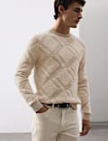 Merino Wool Rich Geometric Boucle Jumper