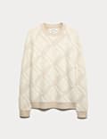 Merino Wool Rich Geometric Boucle Jumper