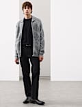 Bouclé-Jacke mit hohem Merinowollanteil und Reißverschluss