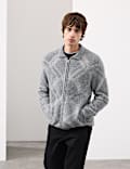 Bouclé-Jacke mit hohem Merinowollanteil und Reißverschluss