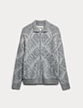Bouclé-Jacke mit hohem Merinowollanteil und Reißverschluss
