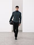 Rollkragenpullover aus reiner Wolle mit Wellenmuster