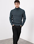 Rollkragenpullover aus reiner Wolle mit Wellenmuster