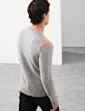 Wool-Rich Pattern Crew Neck Jumper with Mohair