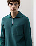 Milano-Knit Extended Funnel Neck Half Zip Jumper