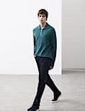 Milano-Knit Extended Funnel Neck Half Zip Jumper