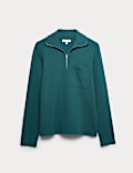 Milano-Knit Extended Funnel Neck Half Zip Jumper