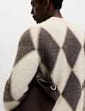 Argyle Hazy Knit Crew Neck Jumper with Wool