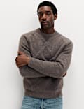 Cable Argyle Hazy Knit Crew Neck Jumper
