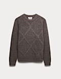 Cable Argyle Hazy Knit Crew Neck Jumper