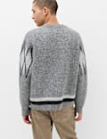 Relaxed Argyle Crew Neck Jumper with Wool