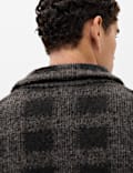Checked Button Through Knitted Jacket