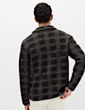 Checked Button Through Knitted Jacket
