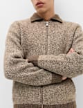 Twist Knit Zip Through Jumper with Wool