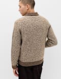 Twist Knit Zip Through Jumper with Wool