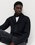 Cardigan à encolure châle en maille gaufrée très légère