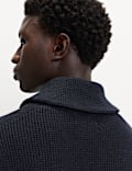 Cardigan à encolure châle en maille gaufrée très légère