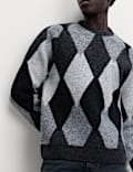 Argyle Hazy Knit Crew Neck Jumper
