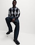 Argyle Hazy Knit Crew Neck Jumper