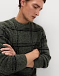 Pull à col rond et carreaux en maille vaporeuse