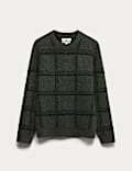 Pull à col rond et carreaux en maille vaporeuse