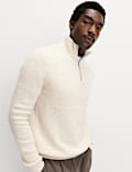 Supersoft Ribbed Half zip Jumper with Wool