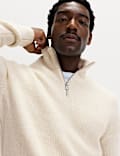 Supersoft Ribbed Half zip Jumper with Wool