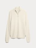 Supersoft Ribbed Half zip Jumper with Wool