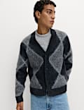Exploded Argyle V-Neck Cardigan with Wool