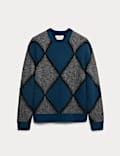Hazy Exploded Argyle Crew Neck Jumper