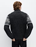 Fair Isle Half Zip Jumper with Wool