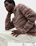 Fair Isle Knitted Polo Shirt with Wool