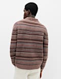 Fair Isle Knitted Polo Shirt with Wool