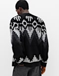 Fairisle Monochrome V Neck Knitted Cardigan