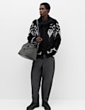 Fairisle Monochrome V Neck Knitted Cardigan